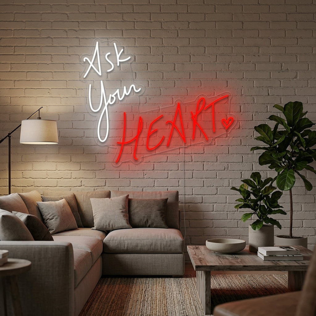 "Ask Your Heart" Letreros Neon