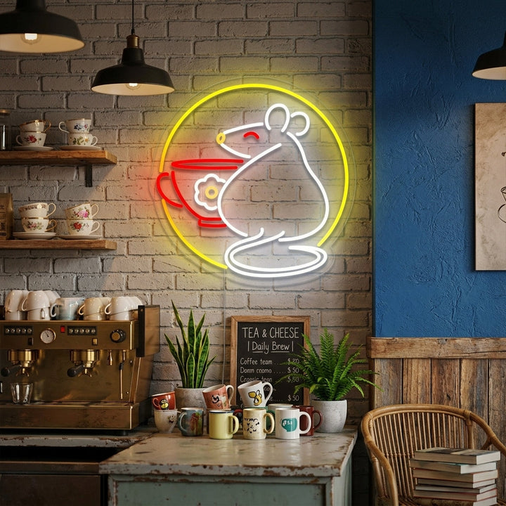 "Rata Con Taza" Letreros Neon