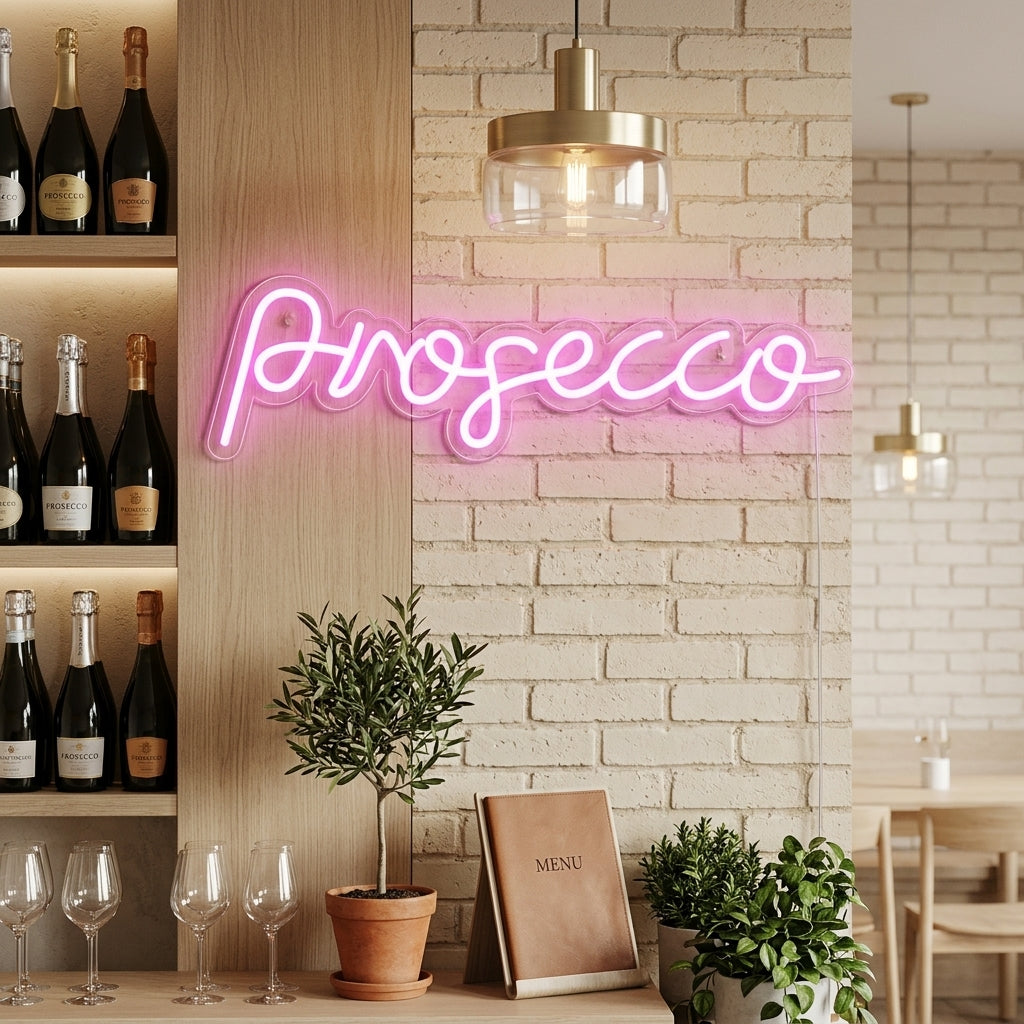 "Prosecco Bar De Cerveza" Letreros Neon