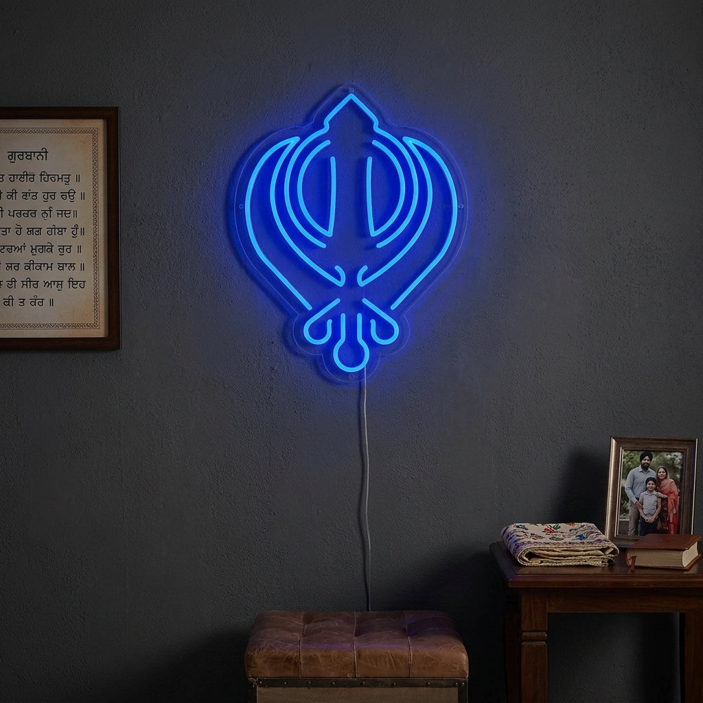 "Símbolo Khanda Del Sikhismo" Letreros Neon