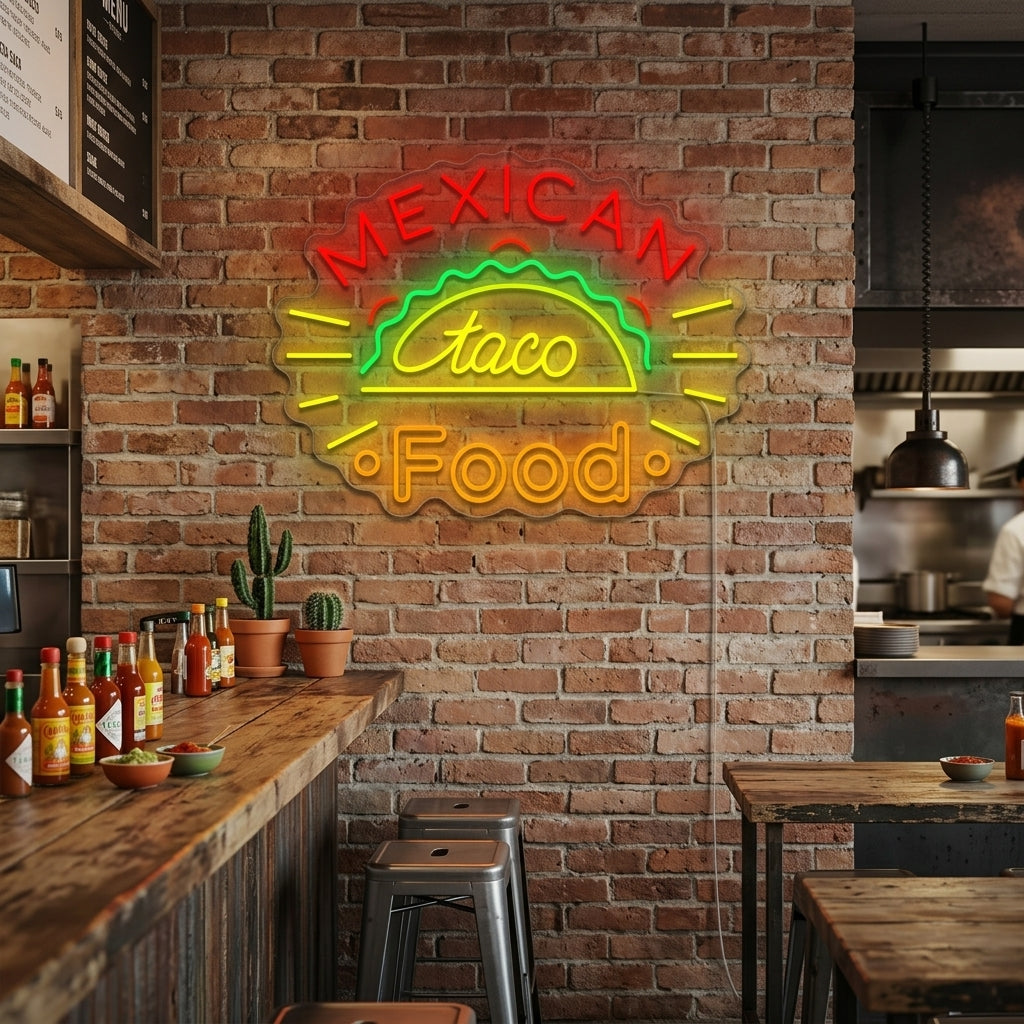 "Taco Mexican Food" Letrero de neón