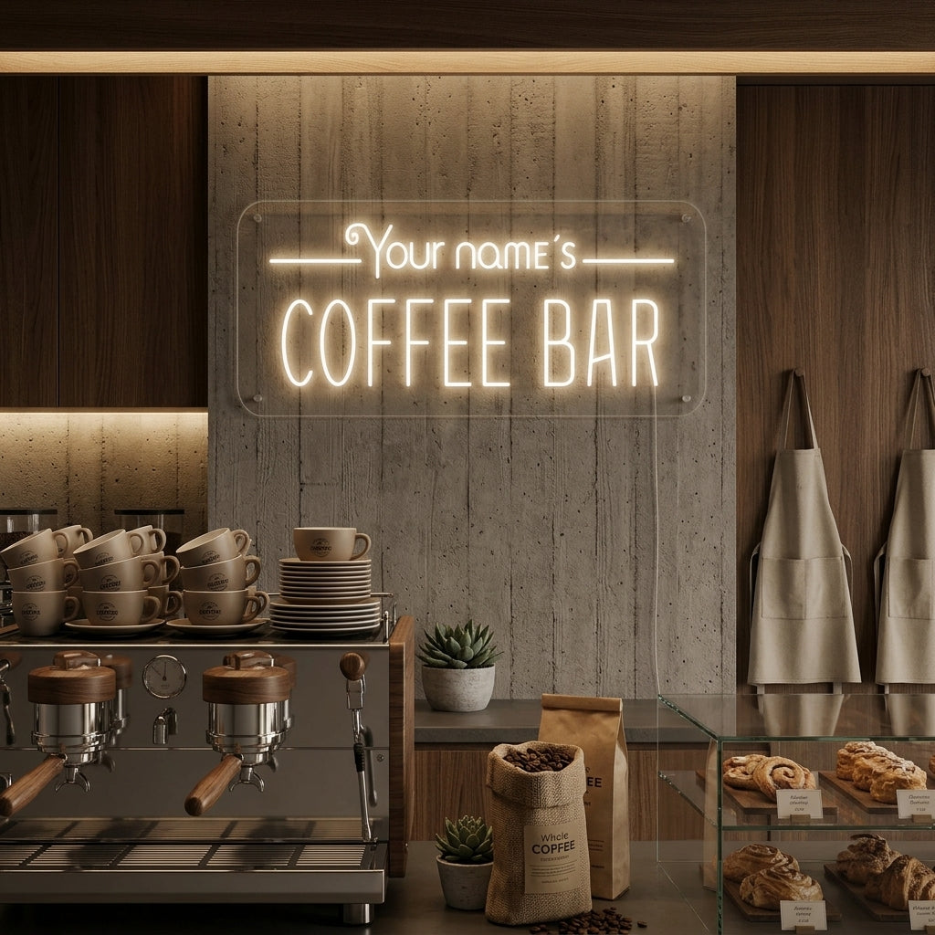 "Your Name's Coffee Bar" Letreros Neon