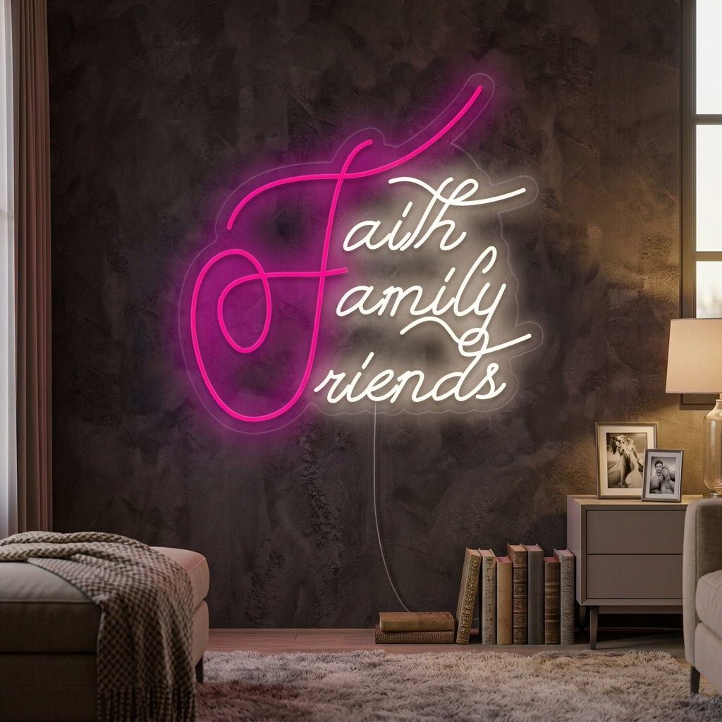 "Faith Family Friends" Letreros Neon