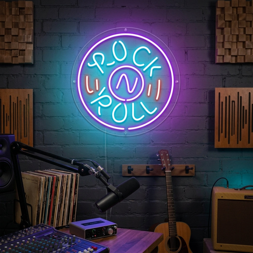 "Rock N Roll, Fiesta De Música En Vivo" Letreros Neon
