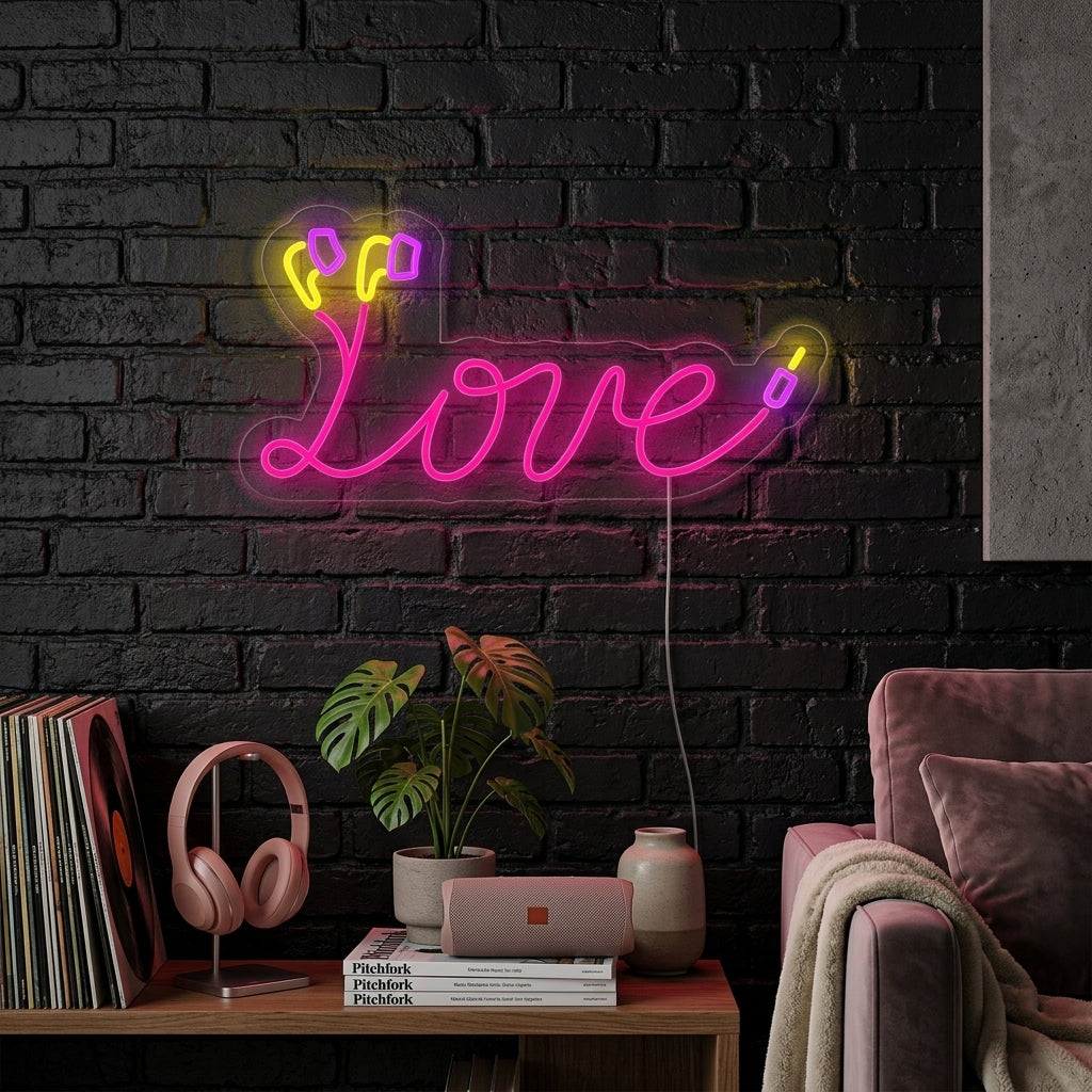 "love, Cable de auriculares" Letreros Neon