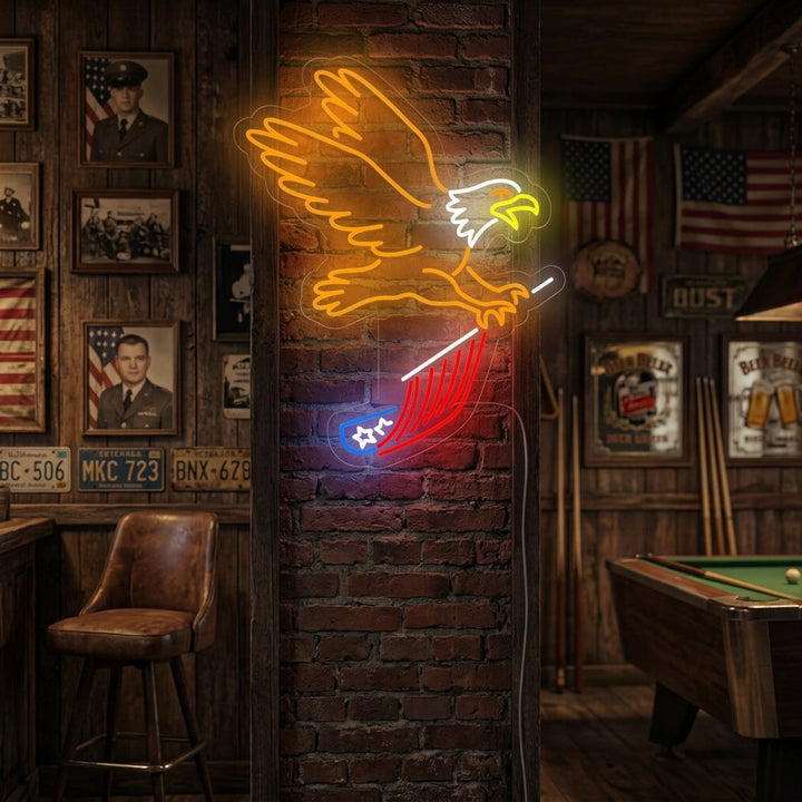 "Águila Volando Y Portando Bandera De Eeuu" Letreros Neon