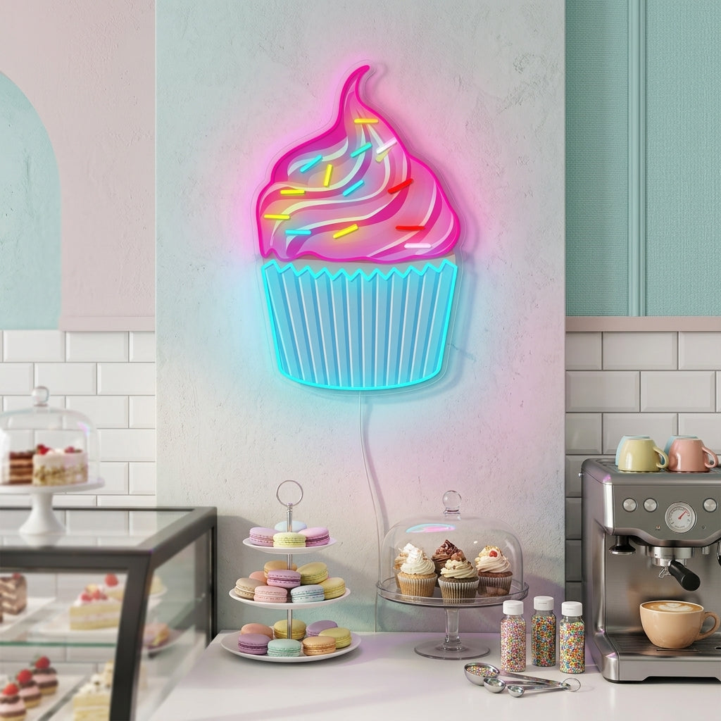 "Cupcake con chispitas de colores" Letrero de neón