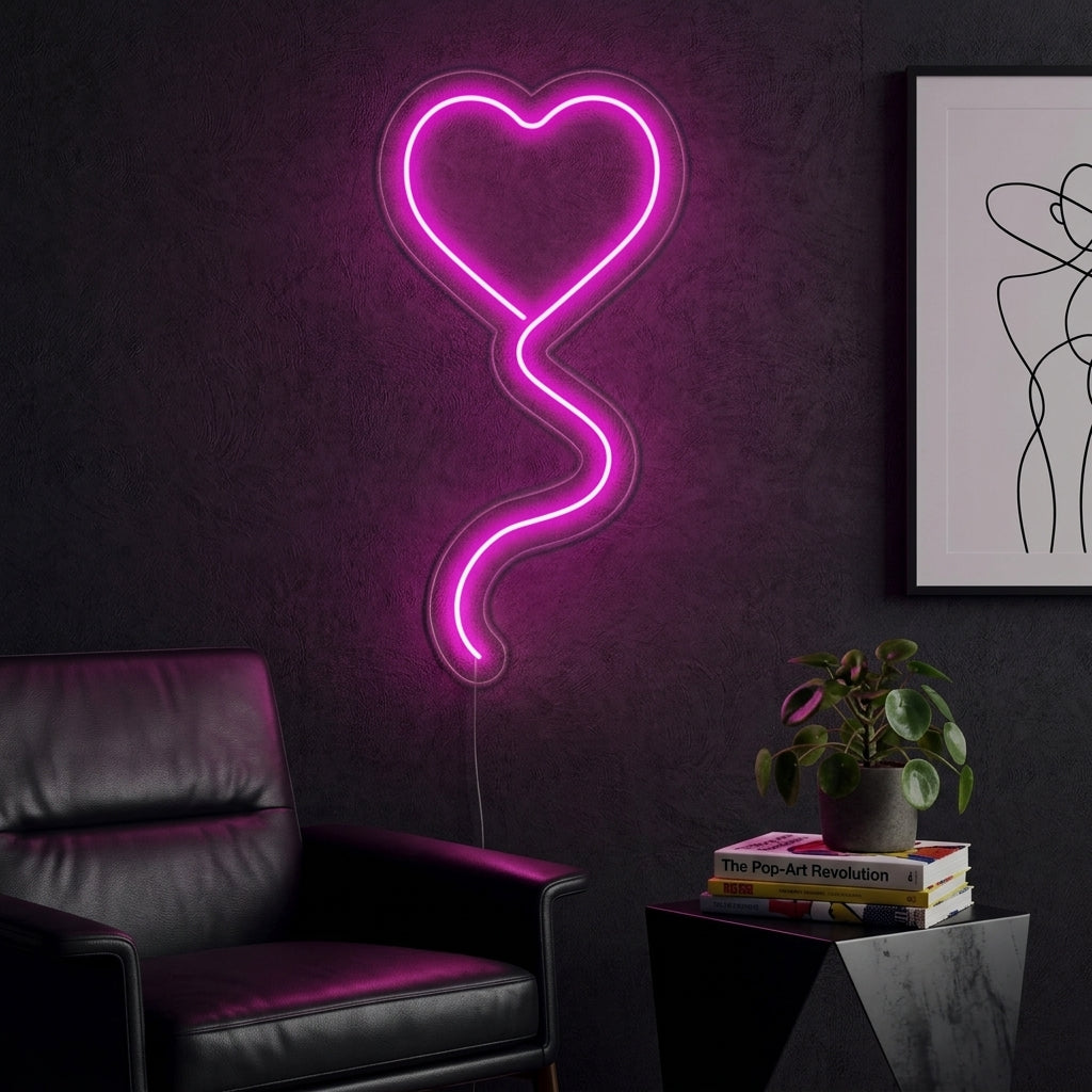"Globo Corazón Rosa" Letreros Neon