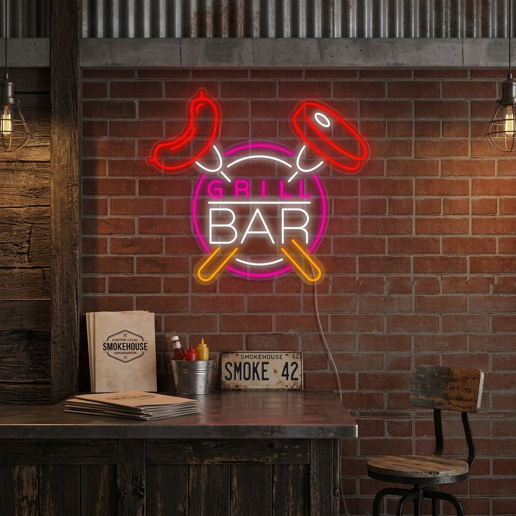 "Grill Bar" Letreros Neon