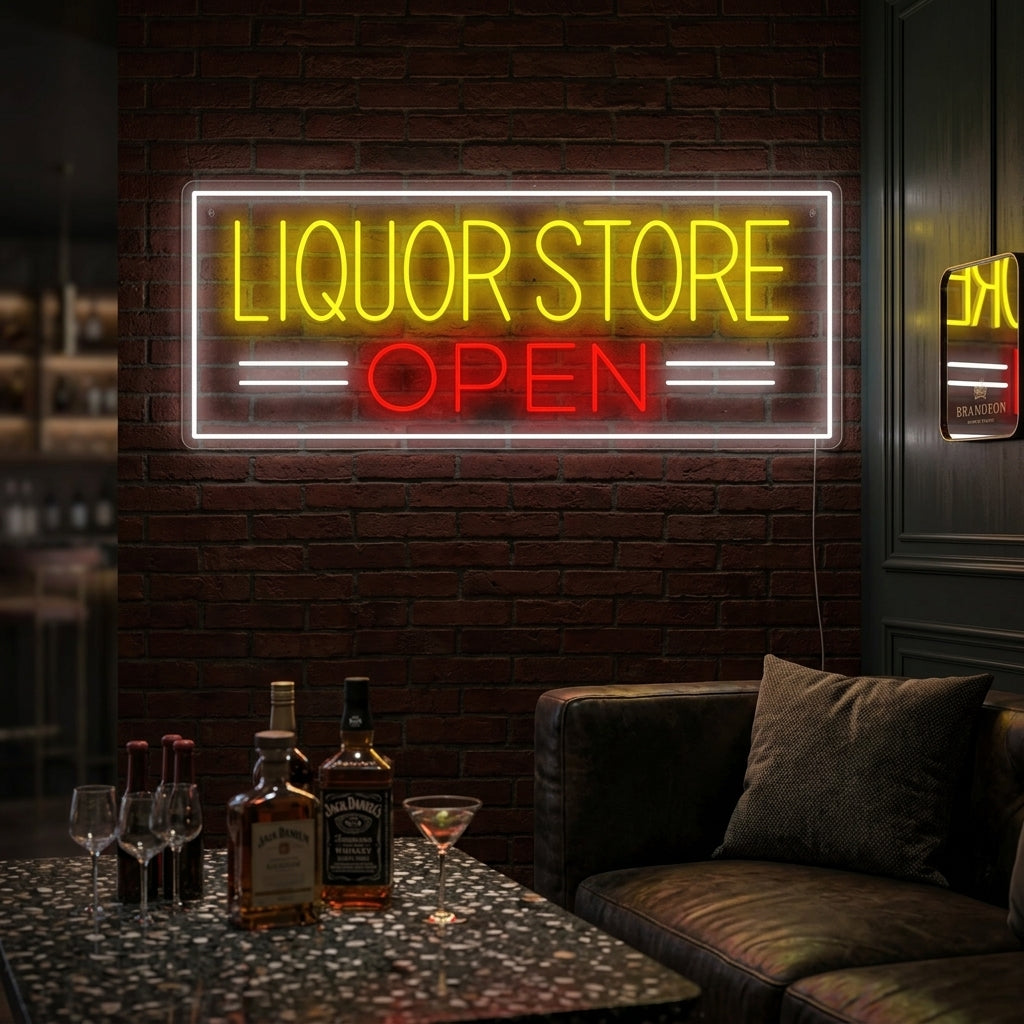 "Liquor Store Open" Letrero de neón