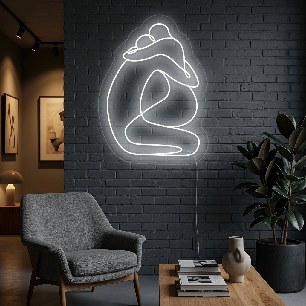 "Abrazo Abstracto De Amantes" Letreros Neon