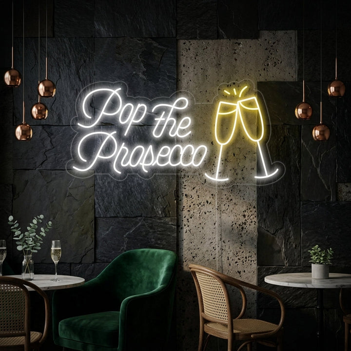 "Pop The Prosecco Bar De Cerveza" Letreros Neon