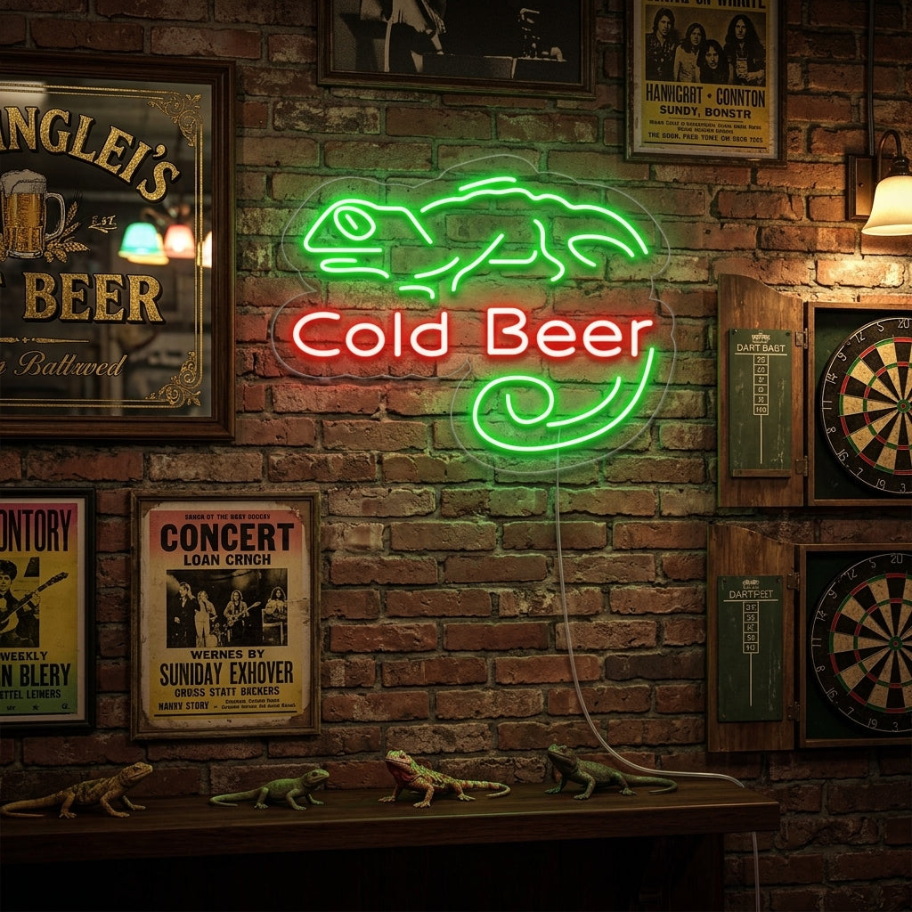"Cold Beer Bar, Bar" Letreros Neon