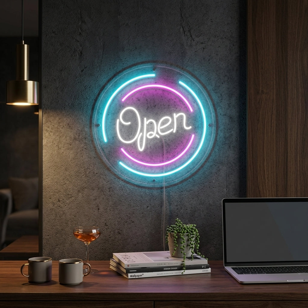 "Letras Open En Círculos" Letreros Neon