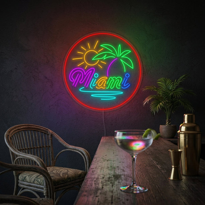 "Miami Bar En La Playa De Florida" Letreros Neon
