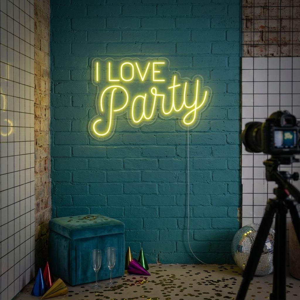 "I Love Party" Letreros Neon