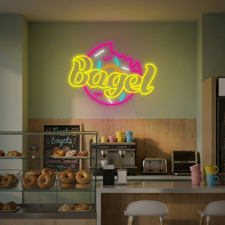 "Bagel Para Pasteleria Bakery" Letreros Neon