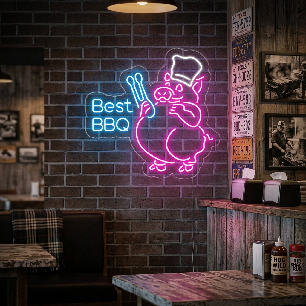 "Best BBQ" Letreros Neon