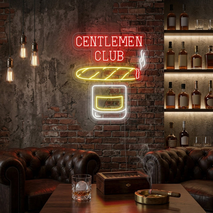 "Gentlemen Club Whisky Cigarro" Letreros Neon
