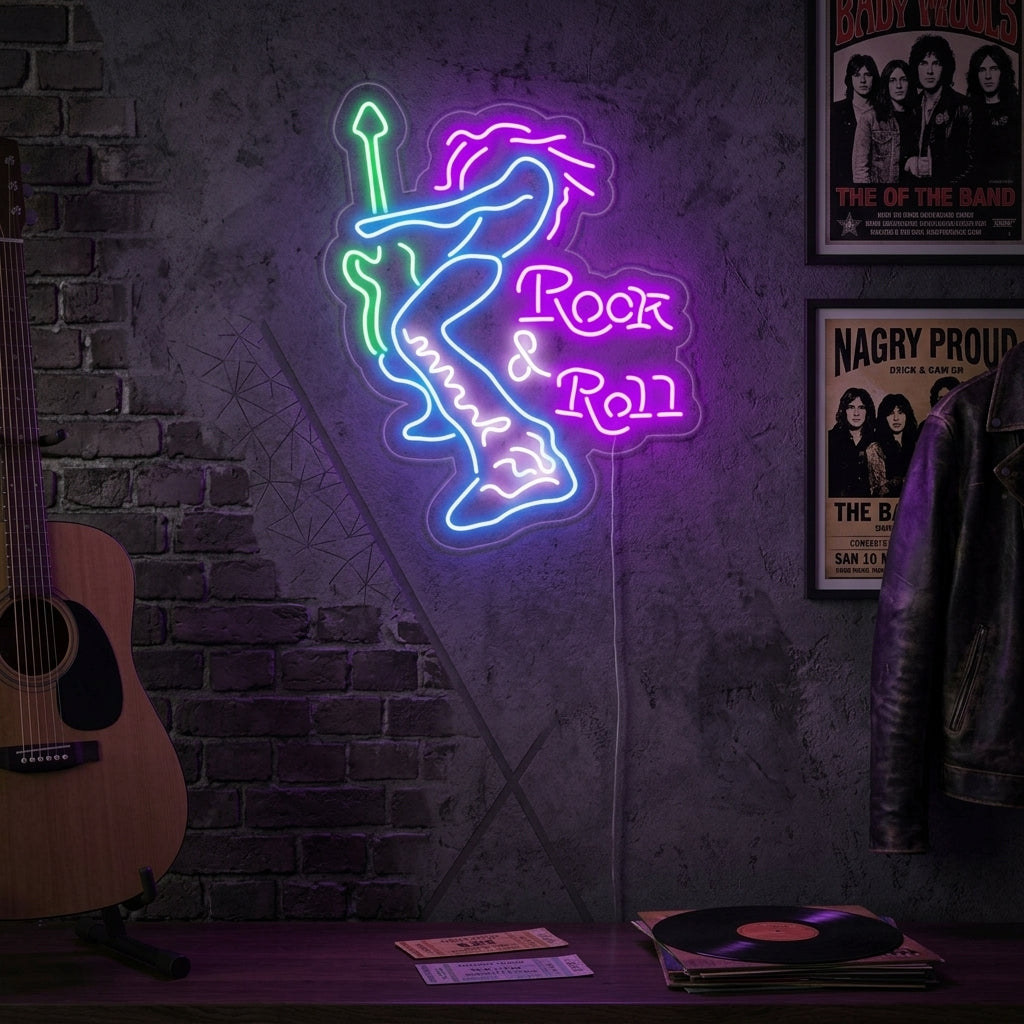 "Rock And Roll, Guitarrista Eléctrico" Letreros Neon
