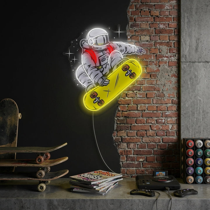"Astronauta en monopatín" Letrero de neón