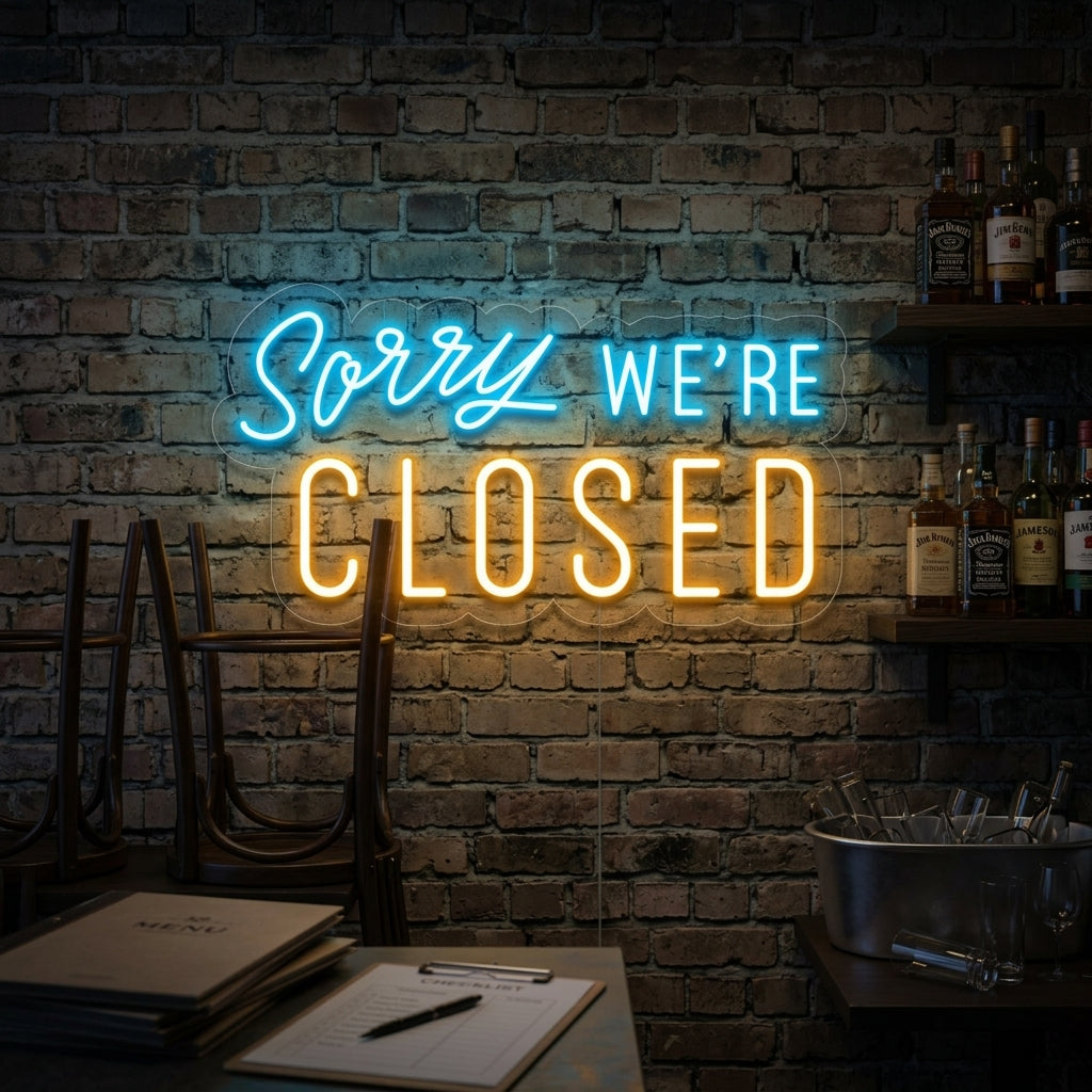 "Sorry We Are Closed" Letreros Neon