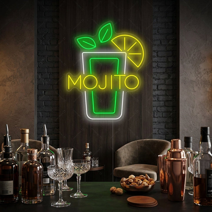 "Copa De Vino Mojito" Letrero de neón