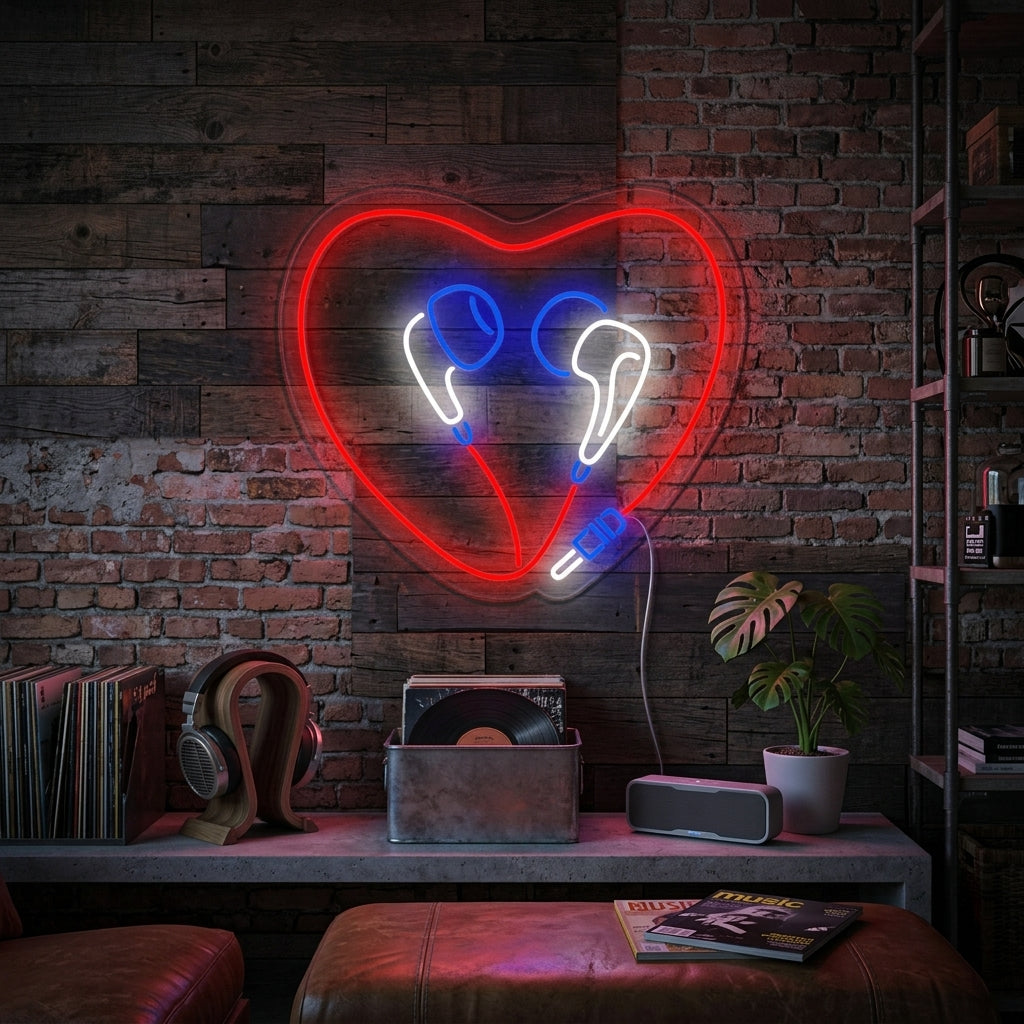 "Auriculares Corazón" Letreros Neon
