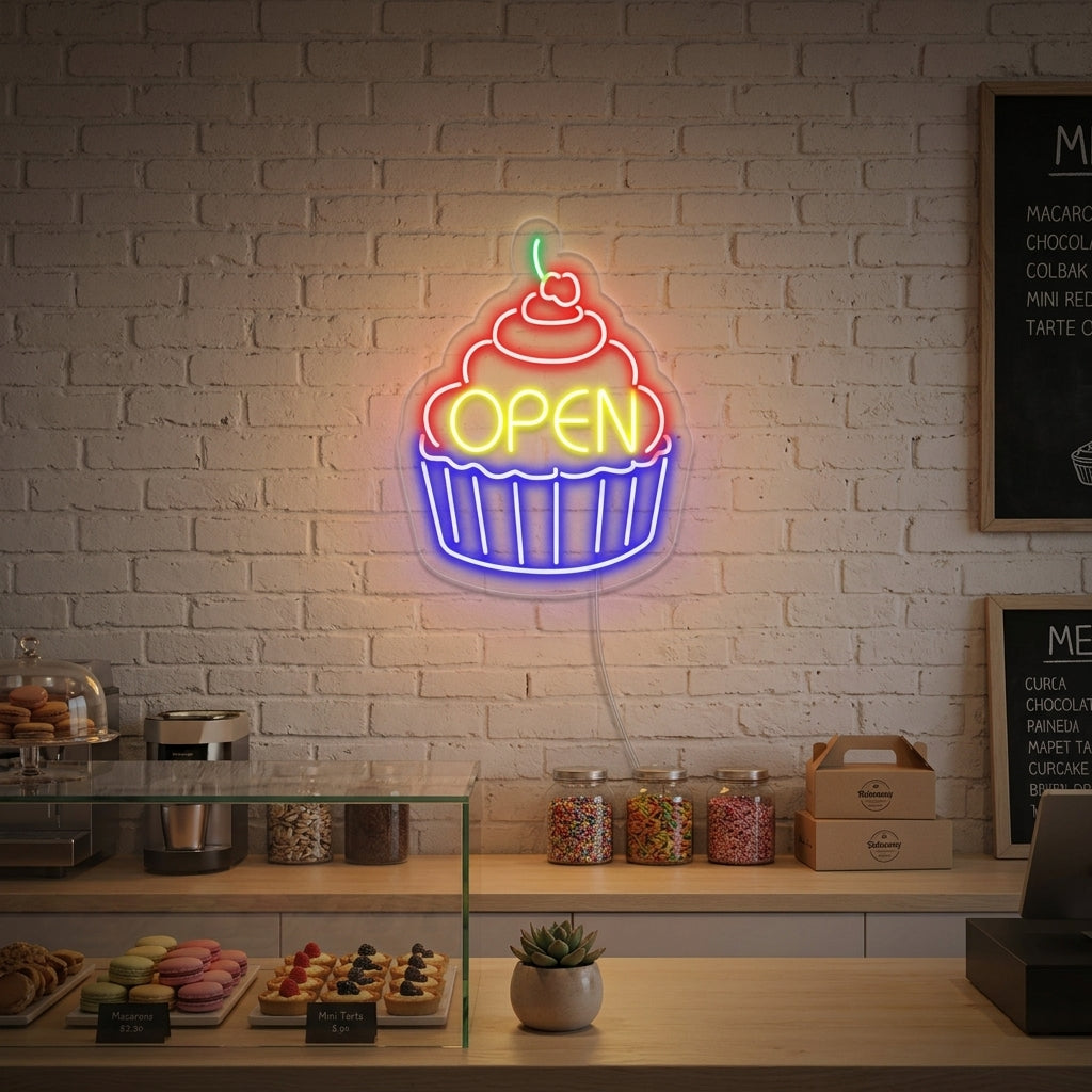 "Cupcake Open" Letreros Neon