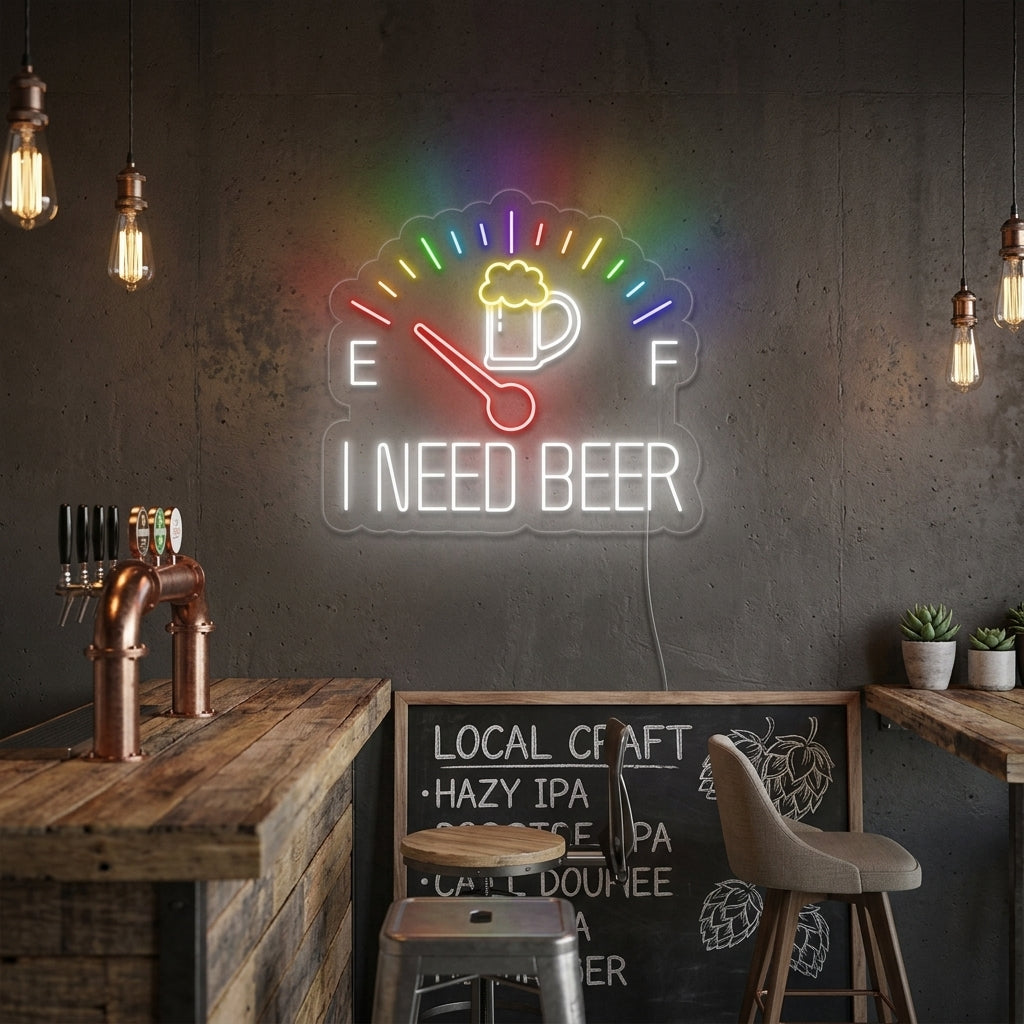 "I Need Beer Reloj" Letreros Neon