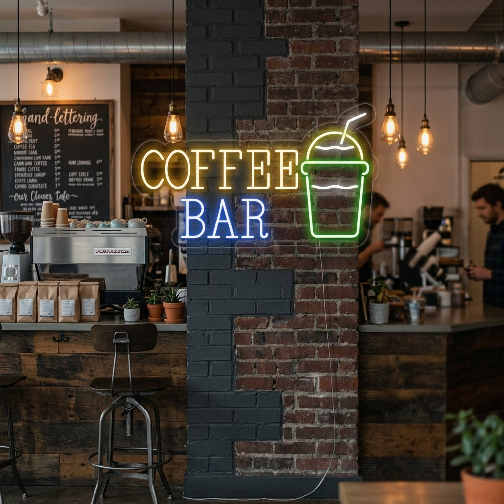 "Taza de café, Coffee Bar" Letreros Neon