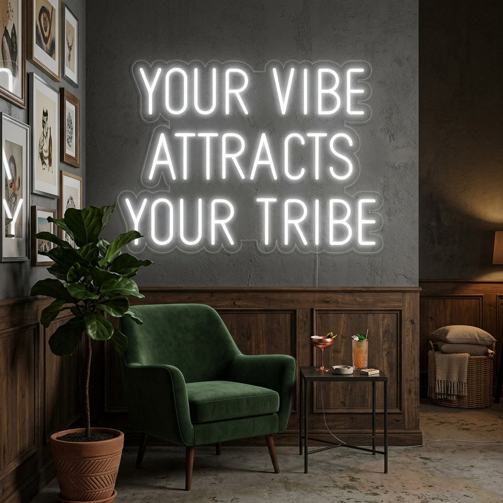 "Your Vibe Attracts Your Tribe, Boda" Letreros Neon