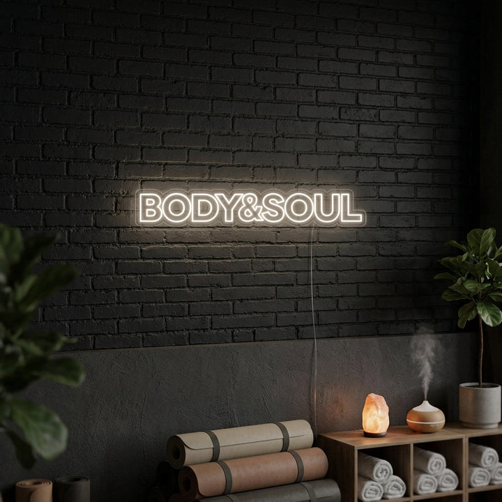 "Body And Soul, Decoración De Gimnasio, Citas De Gimnasio, Citas De Fitness, Citas De Entrenamiento" Letreros Neon