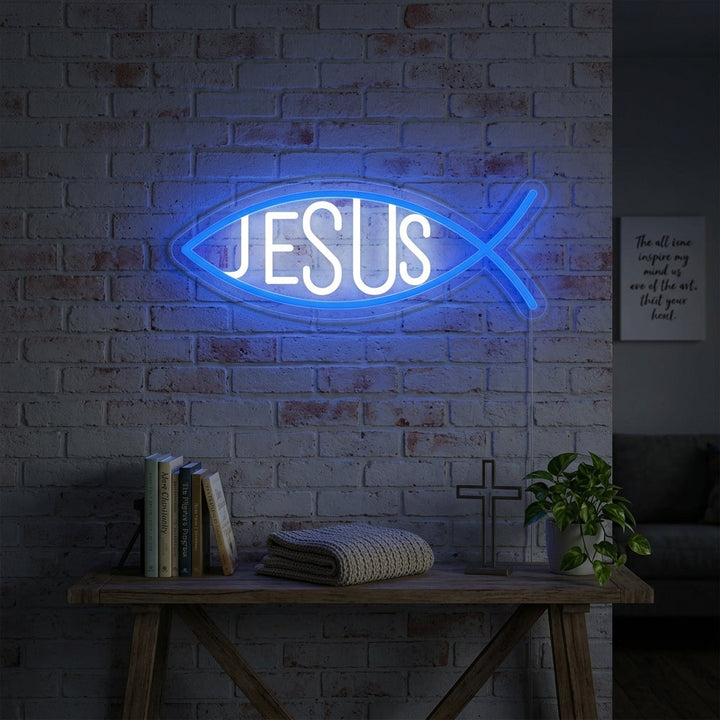 "Jesus Cristiano Pez" Letreros Neon