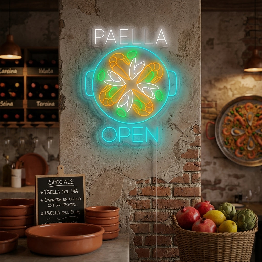 "Paella Open" Letrero de neón
