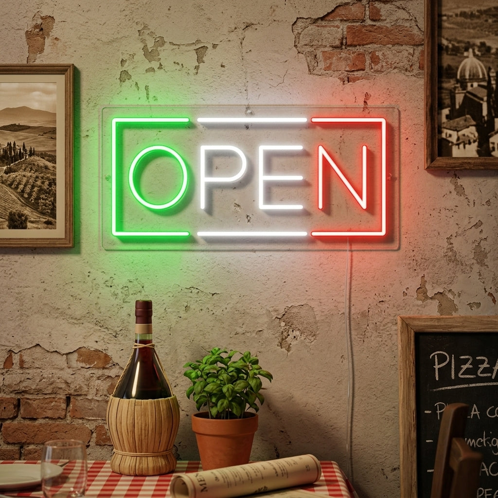 "open, Restaurante italiano" Letreros Neon