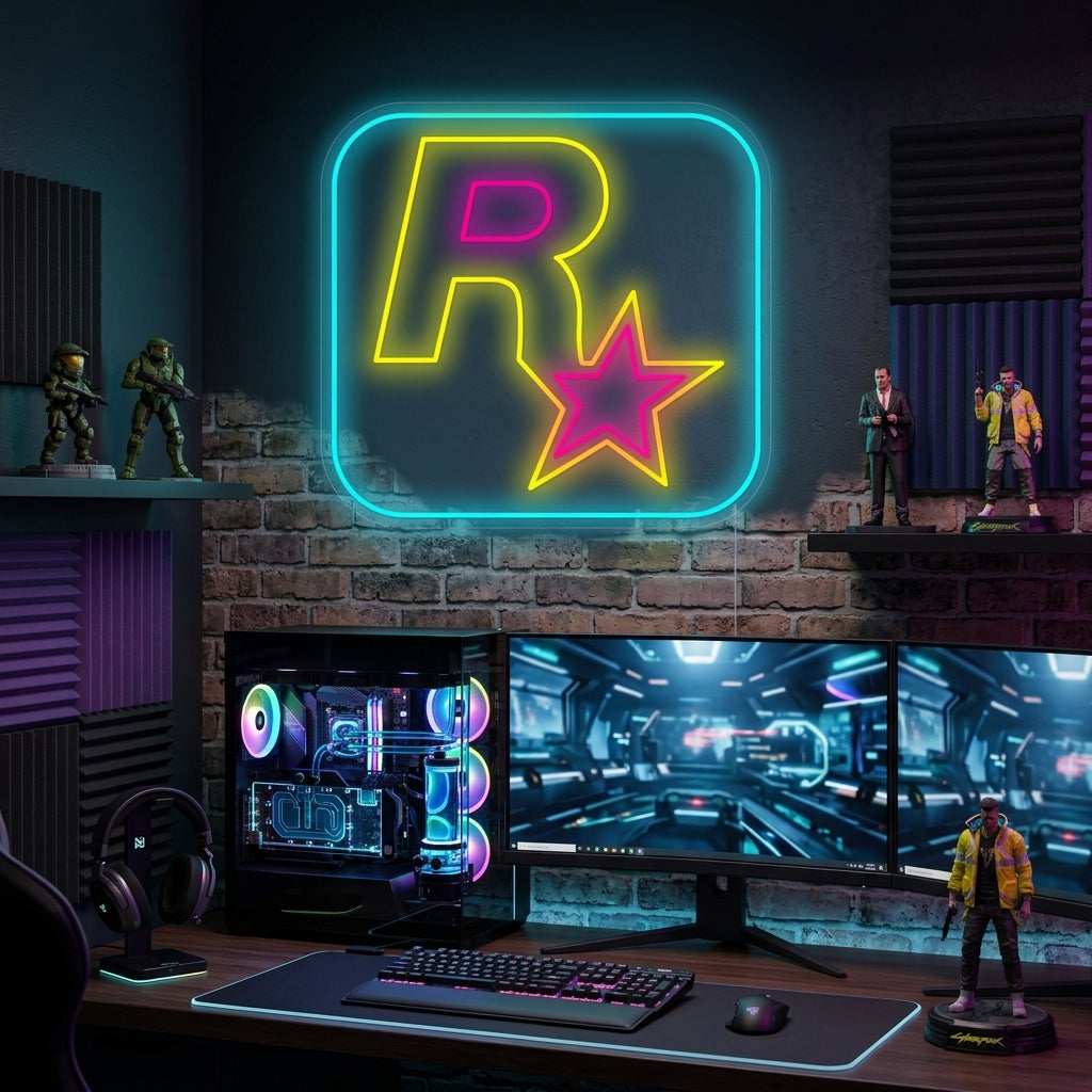 "Rockstar Games Logo" Letrero de neón