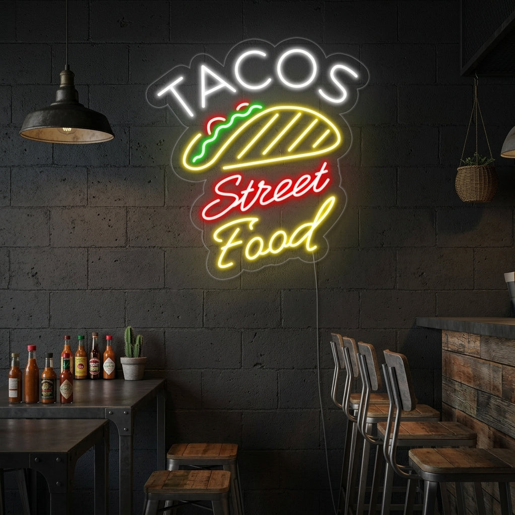 "Tacos Sweet Food" Letreros Neon