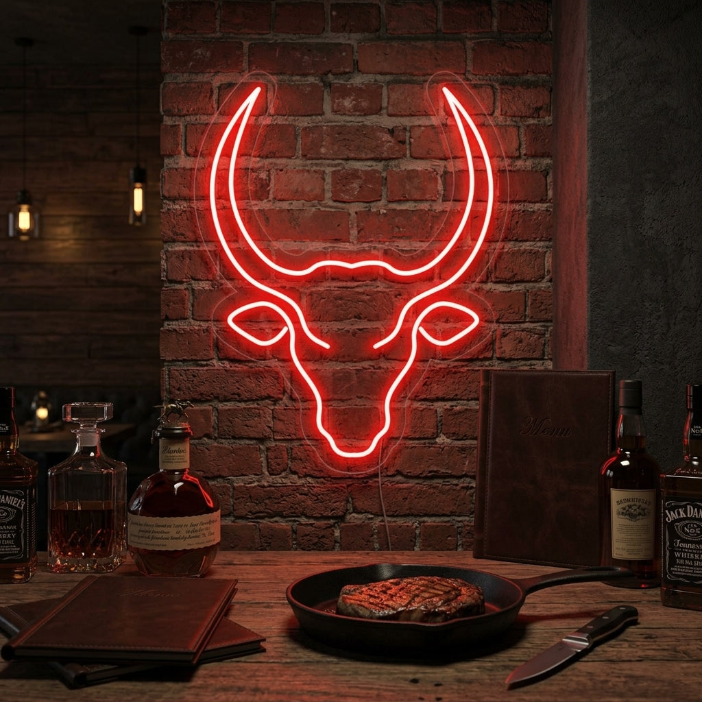 "Toro Calavera Vaca" Letreros Neon