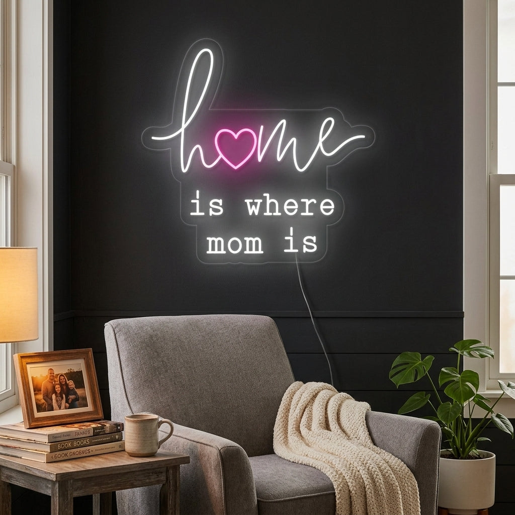 "Home Is Where Mom Is" Letreros Neon