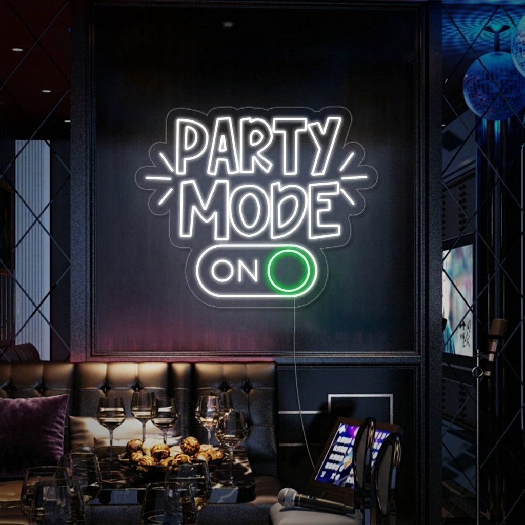 "Party Mode On" Letreros Neon