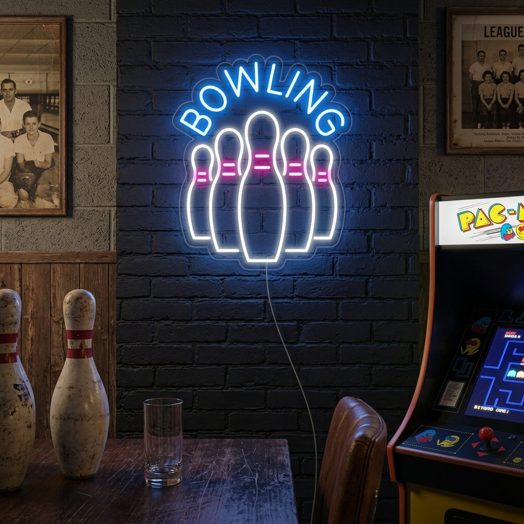 "Bowling, Botellas De Bolos De Bolos" Letreros Neon