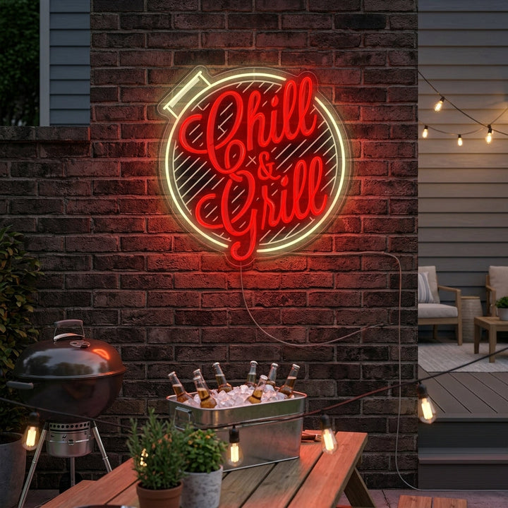 "Chill And Grill" Letrero de neón