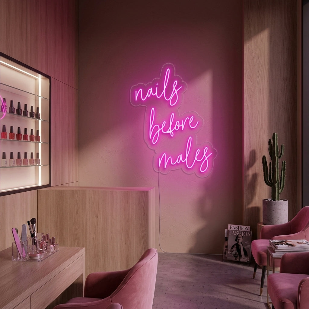 "Nails Before Males" Letreros Neon