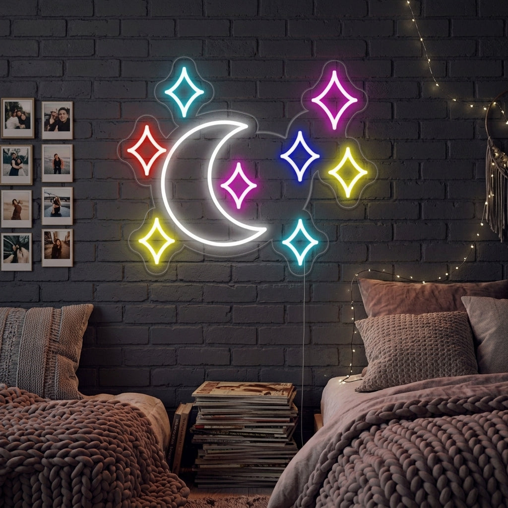 "Luna, Estrella" Letreros Neon