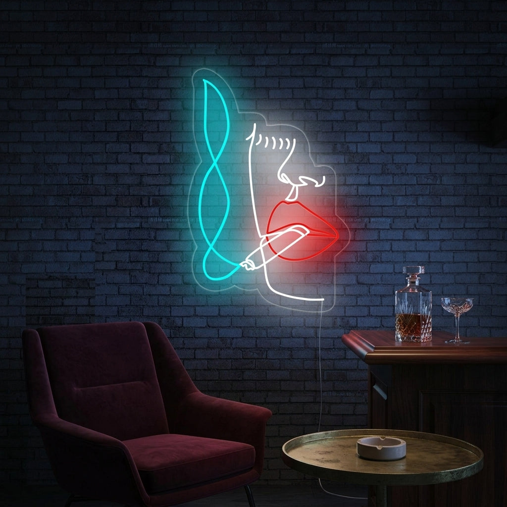 "Cara De La Mujer Fumadora" Letreros Neon