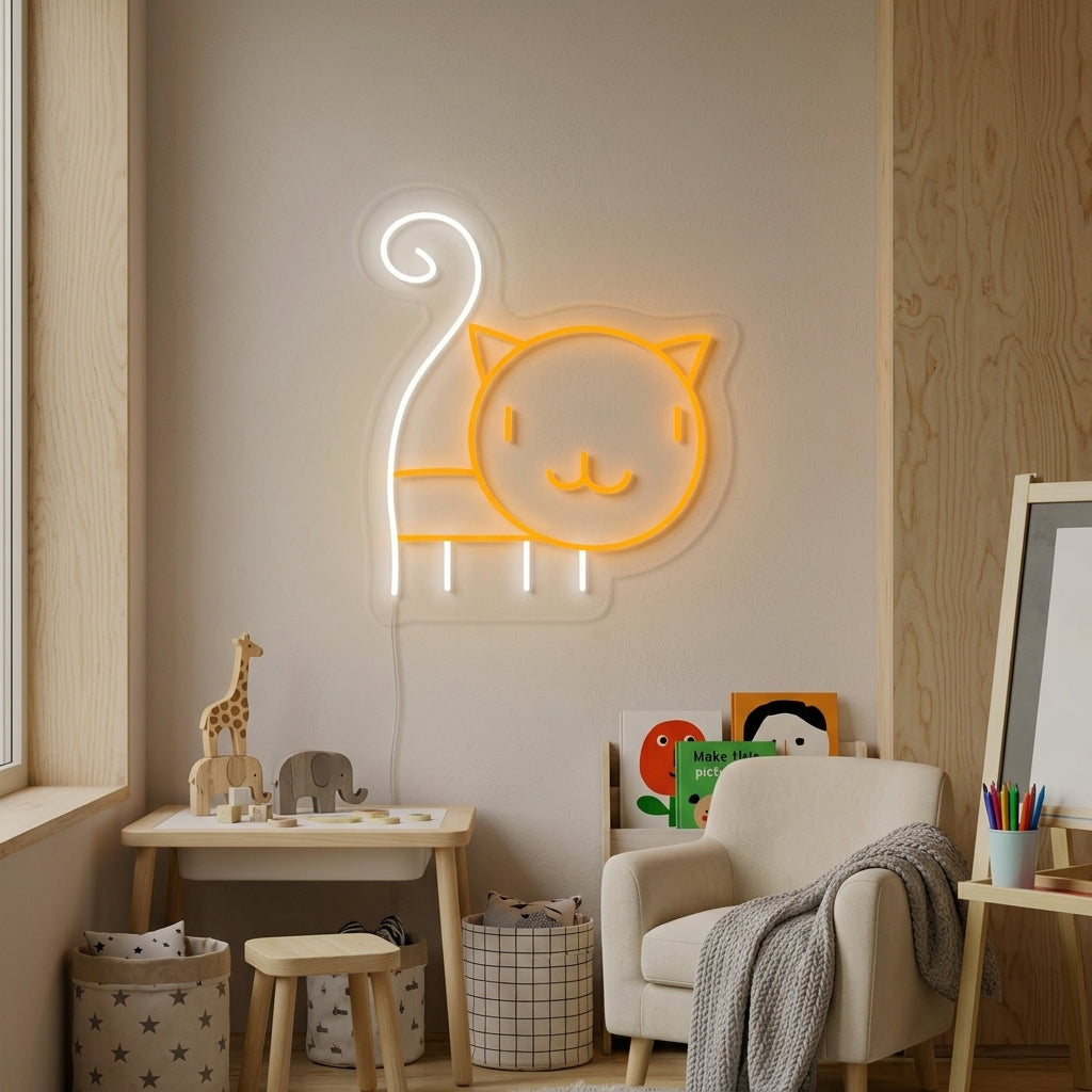 "Gatito, Decoracion De Habitaciones Infantiles" Letreros Neon