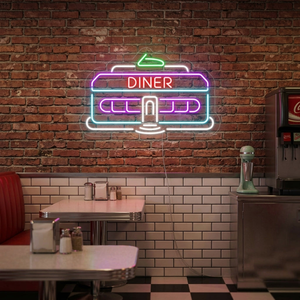 "Diner Coche 1950 Clásico Restaurante Retro" Letreros Neon