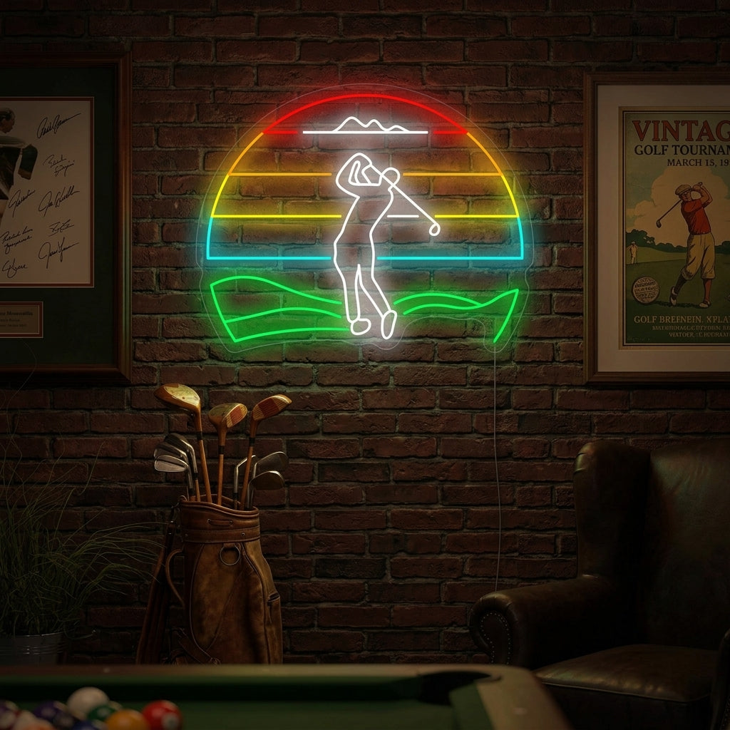 "Golfista Jugando Golf" Letrero de neón