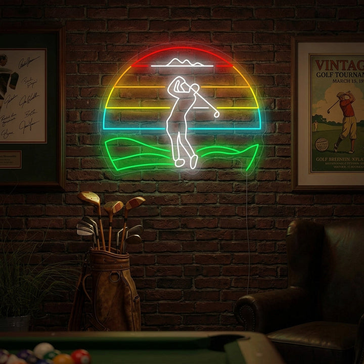 "Golfista Jugando Golf" Letrero de neón